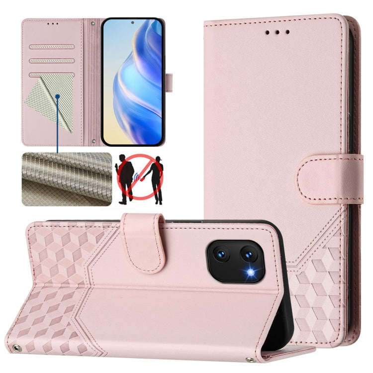For Umidigi Power 7 / 7S Honeycomb Embossing RFID Leather Phone Case(Pink)