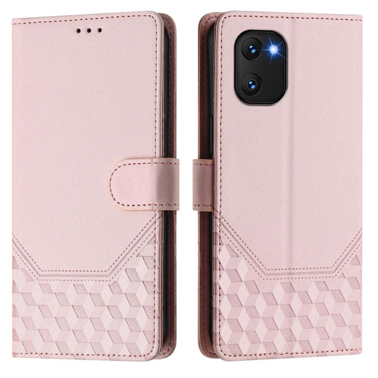 For Umidigi Power 7 / 7S Honeycomb Embossing RFID Leather Phone Case(Pink)