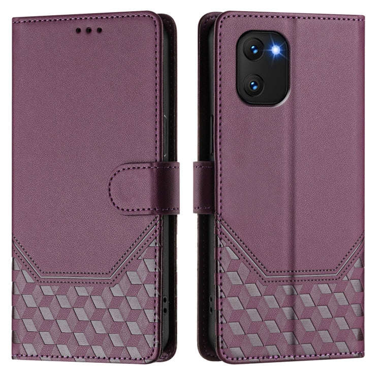 For Umidigi Power 7 / 7S Honeycomb Embossing RFID Leather Phone Case(Violet)