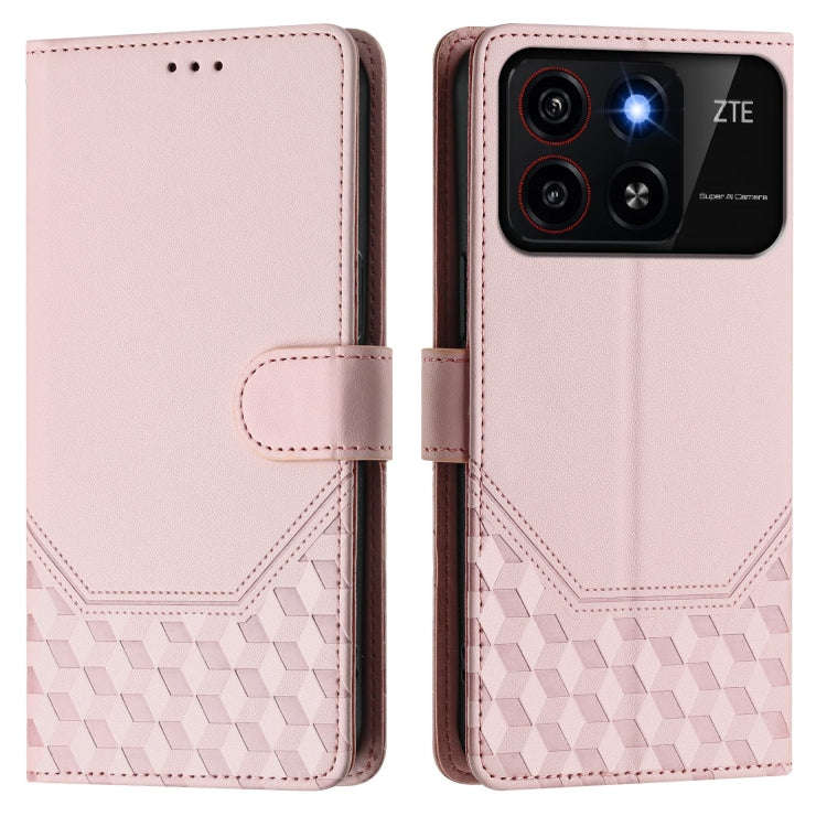 For ZTE Blade A35 / A55 Honeycomb Embossing RFID Leather Phone Case(Pink)