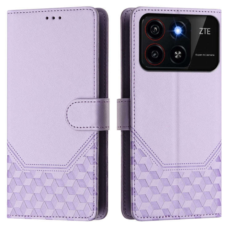 For ZTE Blade A35 / A55 Honeycomb Embossing RFID Leather Phone Case(Light Purple)