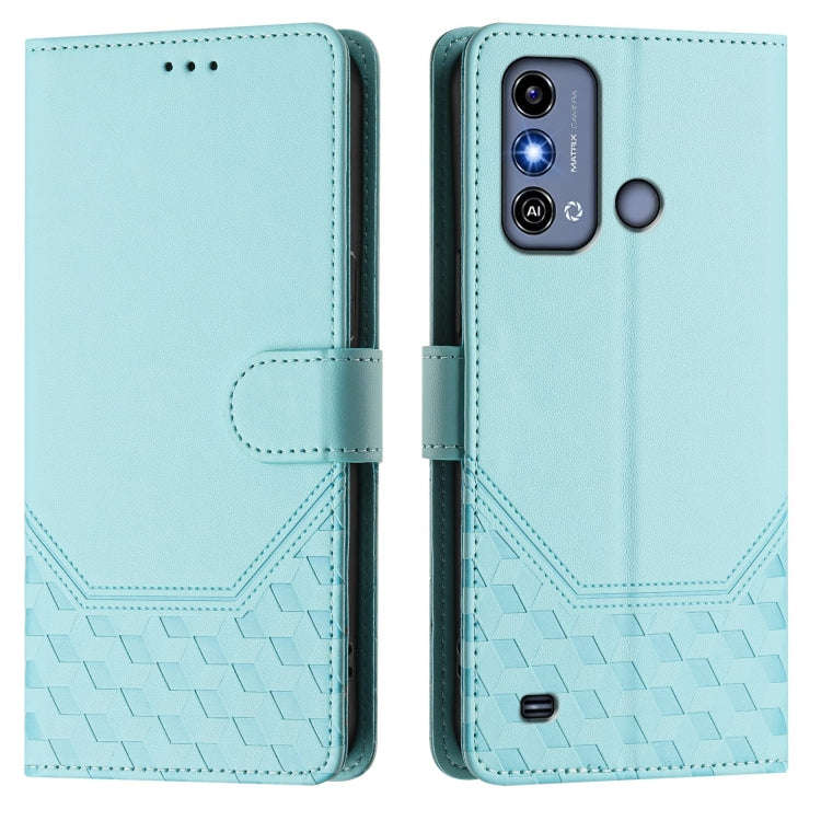 For ZTE Blade A53 / A53+ Honeycomb Embossing RFID Leather Phone Case(Mint Green)