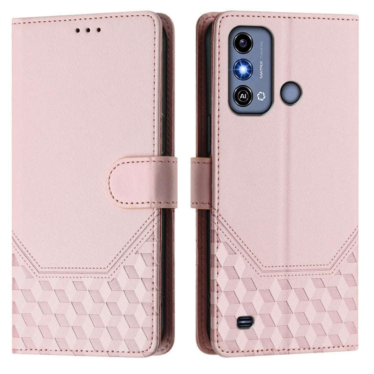 For ZTE Blade A53 / A53+ Honeycomb Embossing RFID Leather Phone Case(Pink)