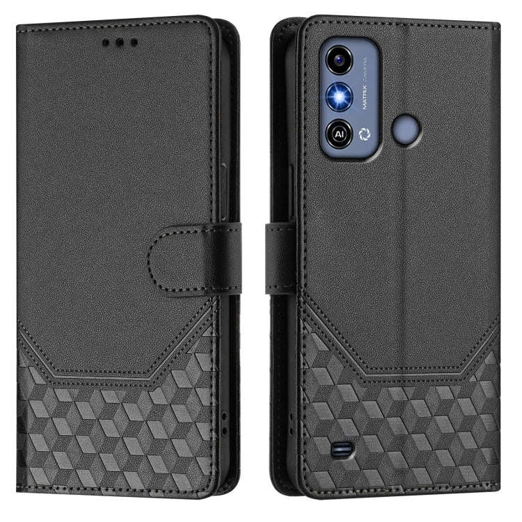 For ZTE Blade A53 / A53+ Honeycomb Embossing RFID Leather Phone Case(Black)