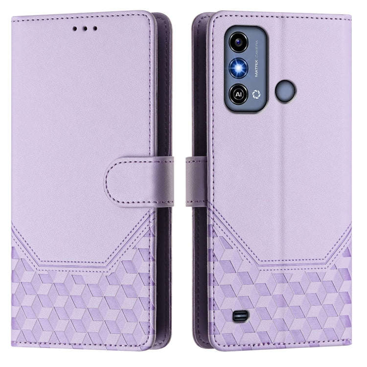 For ZTE Blade A53 / A53+ Honeycomb Embossing RFID Leather Phone Case(Light Purple)