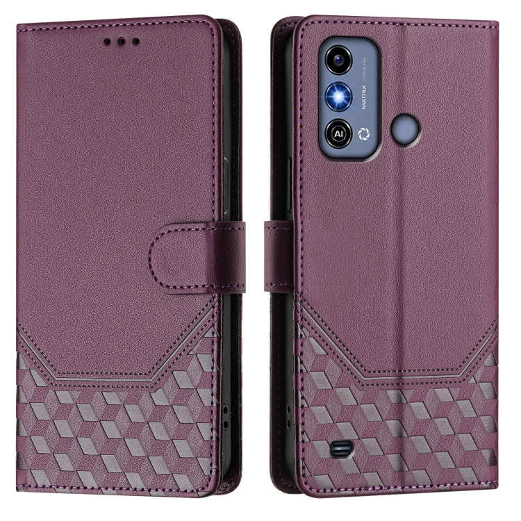 For ZTE Blade A53 / A53+ Honeycomb Embossing RFID Leather Phone Case(Violet)