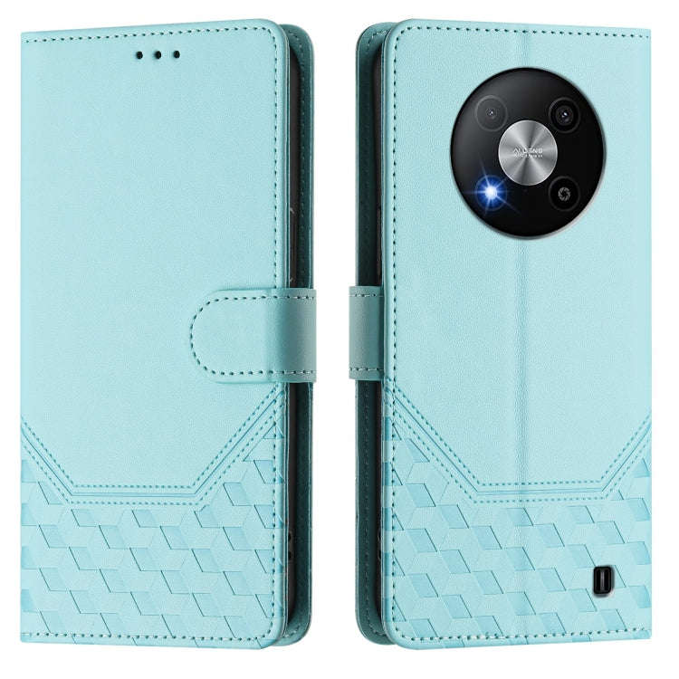 For ZTE Blade A73 5G Honeycomb Embossing RFID Leather Phone Case(Mint Green)