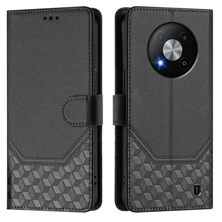 For ZTE Blade A73 5G Honeycomb Embossing RFID Leather Phone Case(Black)
