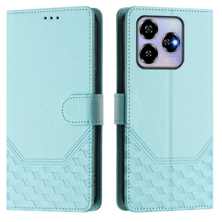 For ZTE Blade V60 4G / Axon 60 4G Honeycomb Embossing RFID Leather Phone Case(Mint Green)