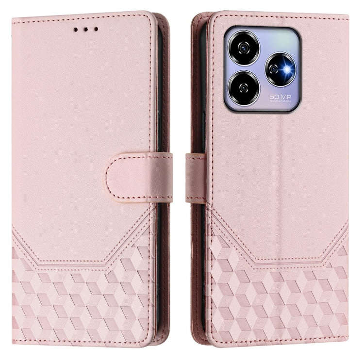 For ZTE Blade V60 4G / Axon 60 4G Honeycomb Embossing RFID Leather Phone Case(Pink)
