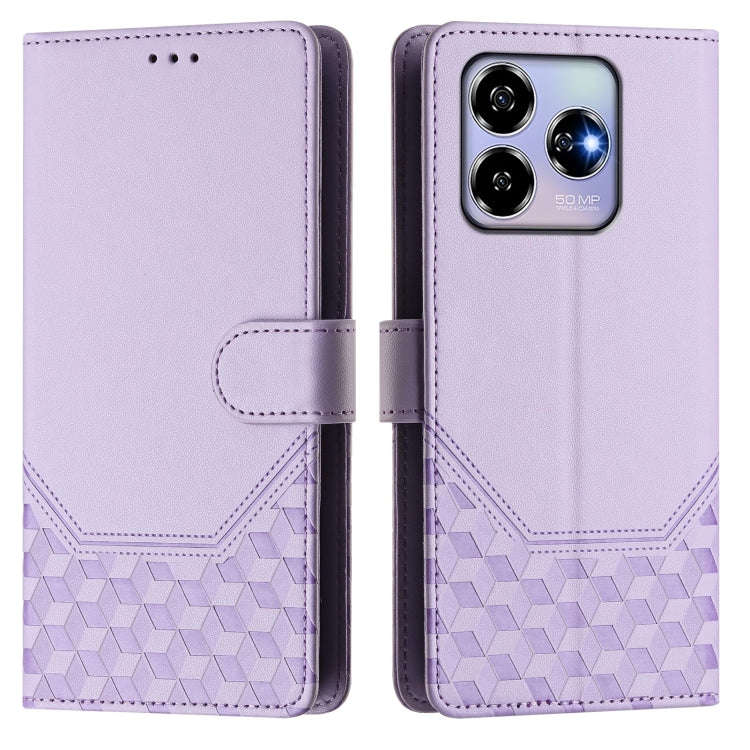 For ZTE Blade V60 4G / Axon 60 4G Honeycomb Embossing RFID Leather Phone Case(Light Purple)