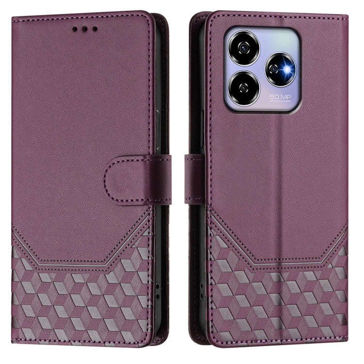 For ZTE Blade V60 4G / Axon 60 4G Honeycomb Embossing RFID Leather Phone Case(Violet)