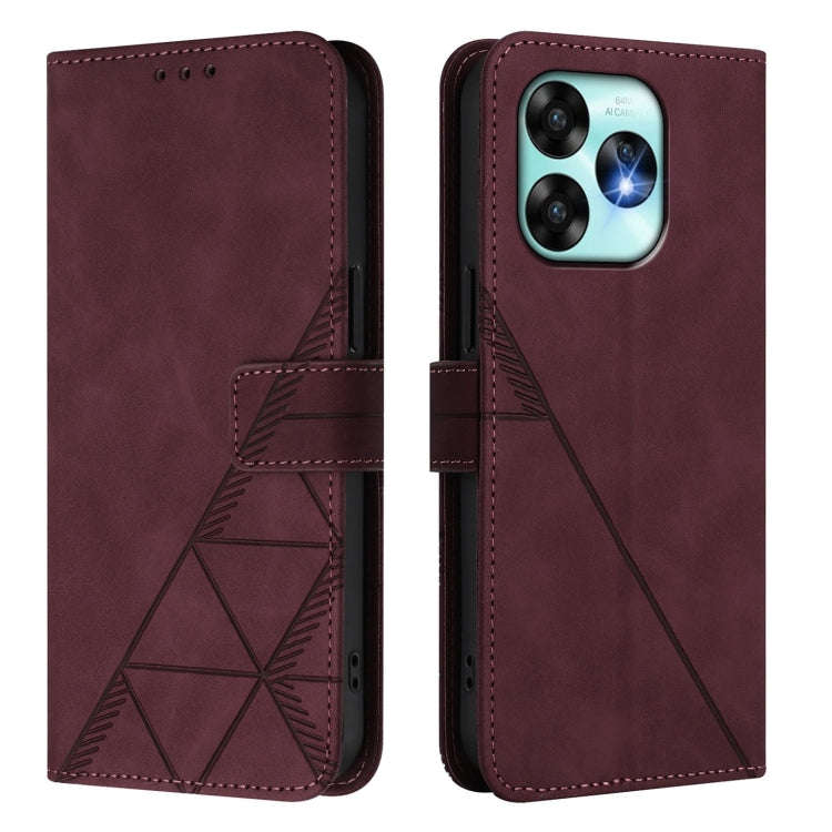 For UMIDIGI A15 / A15C / A15T Crossbody 3D Embossed Flip Leather Phone Case(Wine Red)