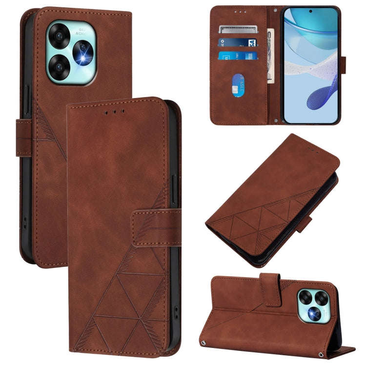 For UMIDIGI A15 / A15C / A15T Crossbody 3D Embossed Flip Leather Phone Case(Brown)