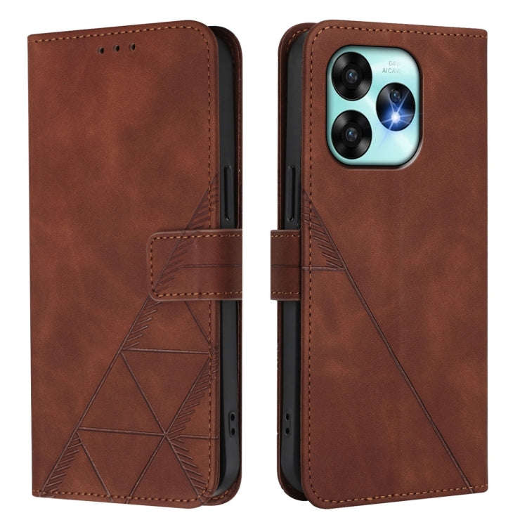For UMIDIGI A15 / A15C / A15T Crossbody 3D Embossed Flip Leather Phone Case(Brown)