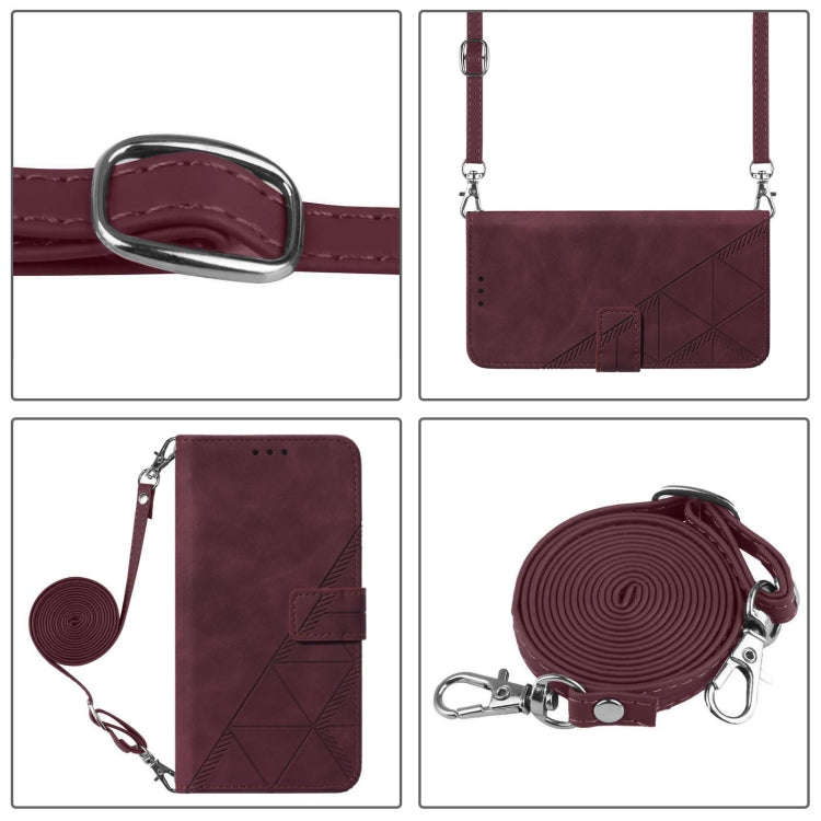 For UMIDIGI Bison X20 Crossbody 3D Embossed Flip Leather Phone Case(Wine Red)
