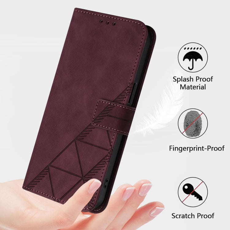For UMIDIGI Bison X20 Crossbody 3D Embossed Flip Leather Phone Case(Wine Red)