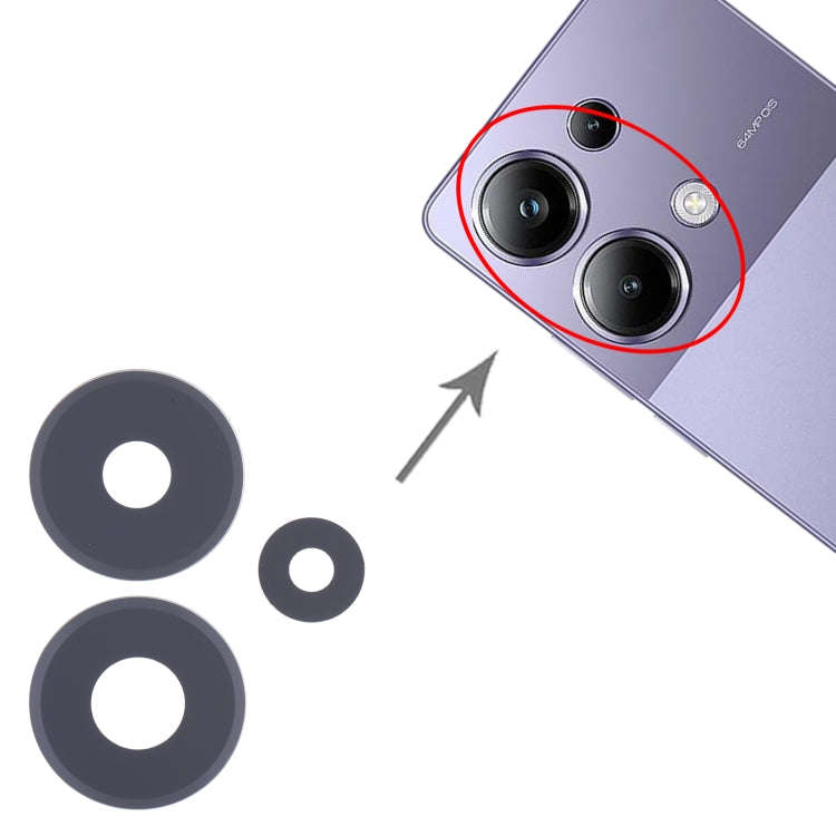 For Xiaomi Poco M6 Pro 4G 10pcs Back Camera Lens