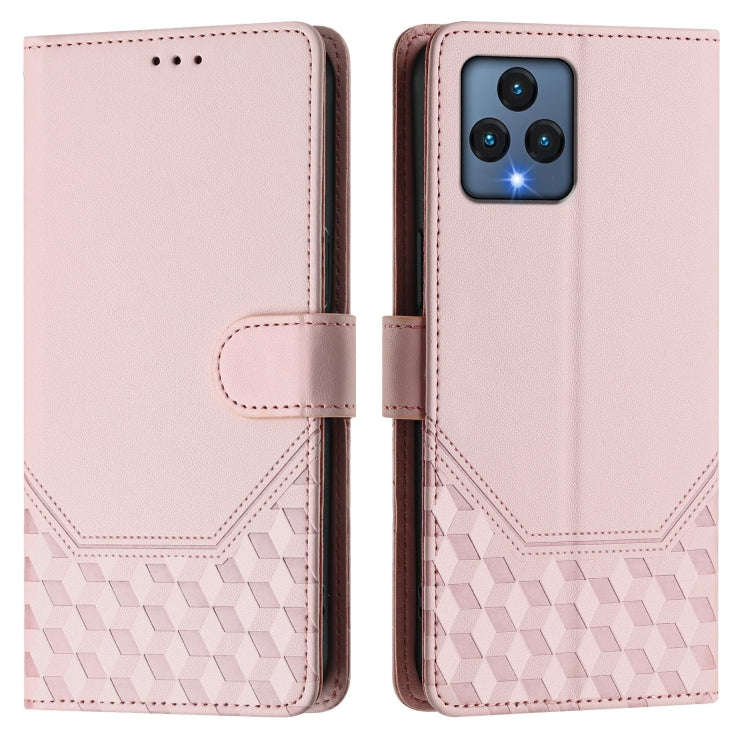 For T-Mobile Revvl 6 5G / 6x 5G Honeycomb Embossing RFID Leather Phone Case(Pink)