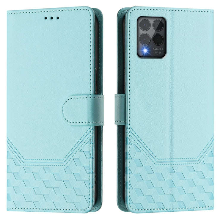 For T-Mobile Revvl 6 Pro 5G / 6x Pro 5G Honeycomb Embossing RFID Leather Phone Case(Mint Green)