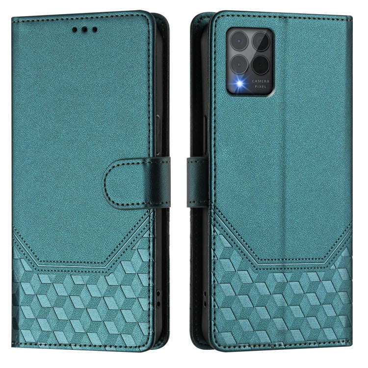 For T-Mobile Revvl 6 Pro 5G / 6x Pro 5G Honeycomb Embossing RFID Leather Phone Case(Peacock Green)