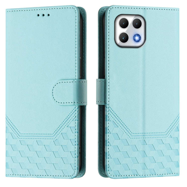 For T-Mobile Revvl 7 Honeycomb Embossing RFID Leather Phone Case(Mint Green)