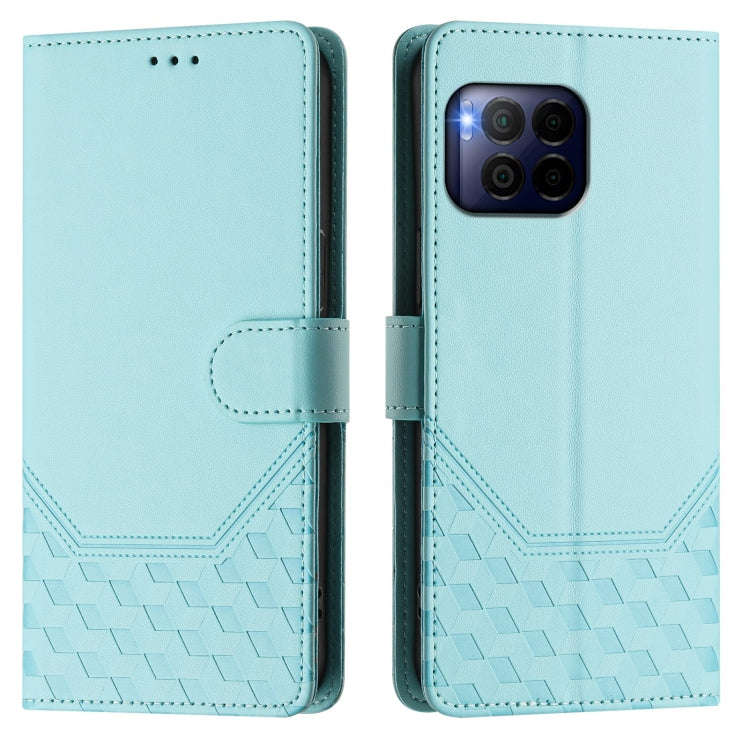 For T-Mobile Revvl 7 Pro Honeycomb Embossing RFID Leather Phone Case(Mint Green)