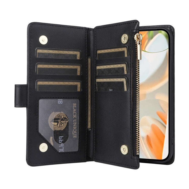 For Google Pixel 9 / 9 Pro Crossbody Zipper Wallet Rhombus Leather Phone Case(Black)