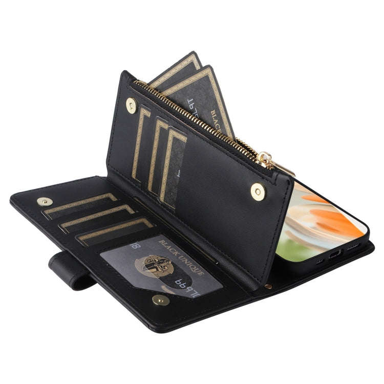 For Google Pixel 9 / 9 Pro Crossbody Zipper Wallet Rhombus Leather Phone Case(Black)