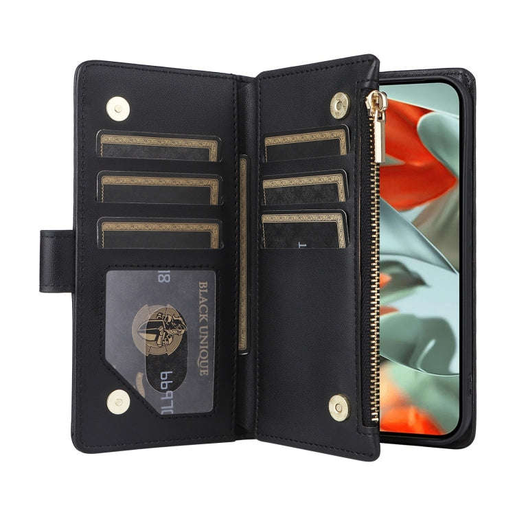 For Google Pixel 9 Pro XL Crossbody Zipper Wallet Rhombus Leather Phone Case(Black)