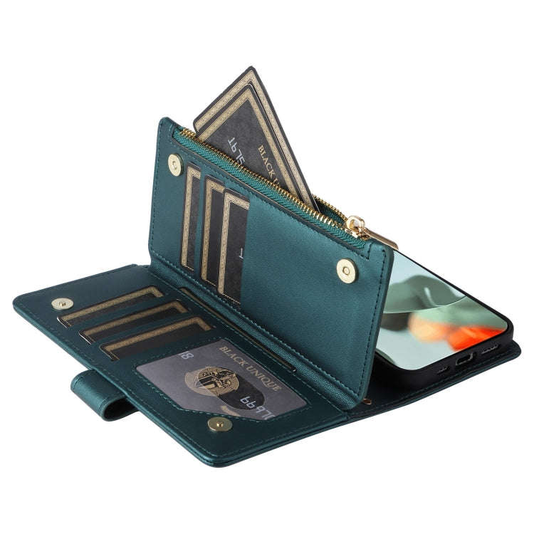 For Google Pixel 9 Pro XL Crossbody Zipper Wallet Rhombus Leather Phone Case(Green)