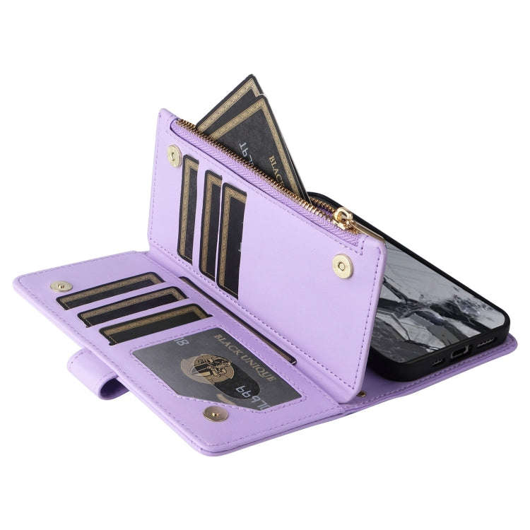 For Google Pixel 8 Pro Crossbody Zipper Wallet Rhombus Leather Phone Case(Purple)