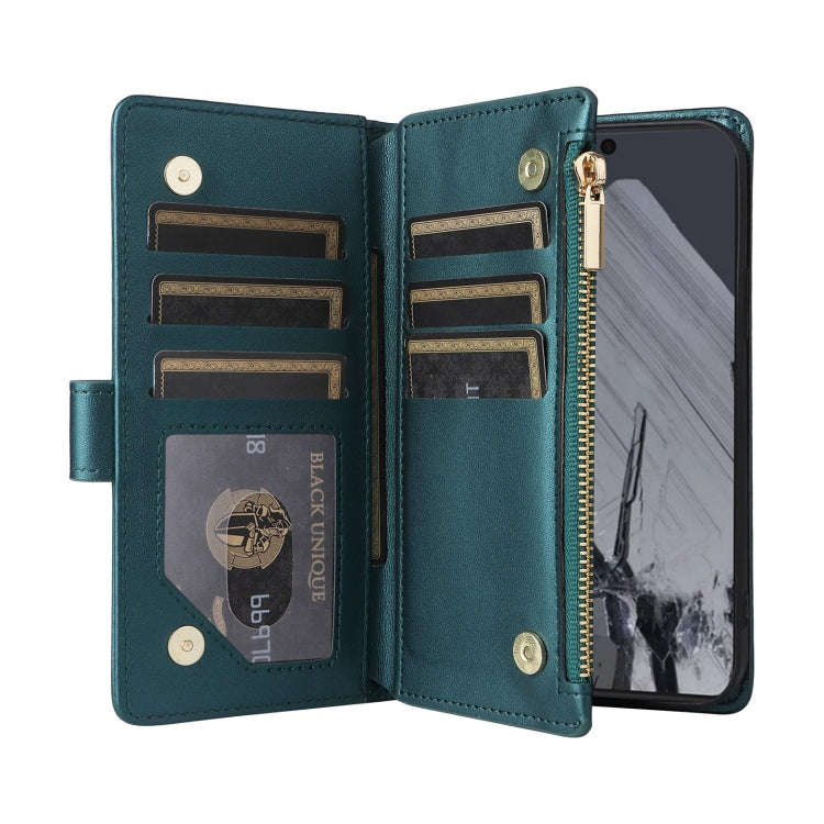 For Google Pixel 8 Pro Crossbody Zipper Wallet Rhombus Leather Phone Case(Green)