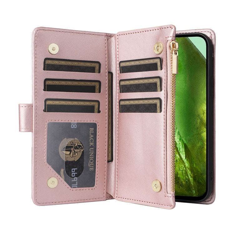 For Google Pixel 8a Crossbody Zipper Wallet Rhombus Leather Phone Case(Rose Gold)