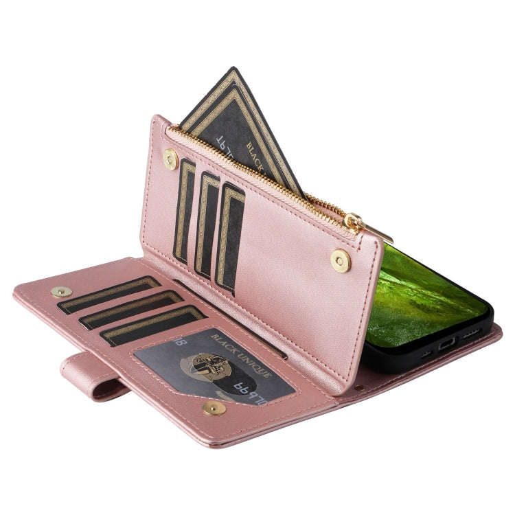 For Google Pixel 8a Crossbody Zipper Wallet Rhombus Leather Phone Case(Rose Gold)