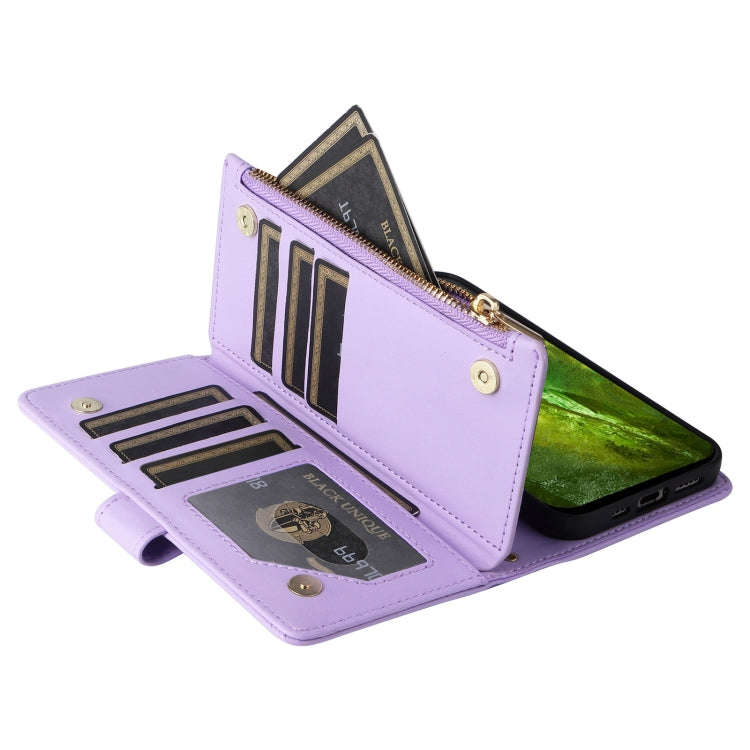 For Google Pixel 8a Crossbody Zipper Wallet Rhombus Leather Phone Case(Purple)