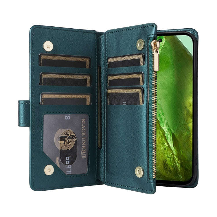 For Google Pixel 8a Crossbody Zipper Wallet Rhombus Leather Phone Case(Green)