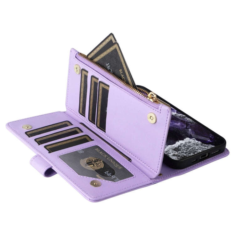 For Google Pixel 8 Crossbody Zipper Wallet Rhombus Leather Phone Case(Purple)