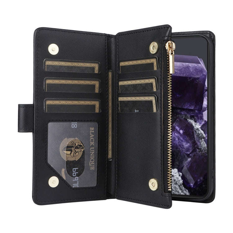 For Google Pixel 8 Crossbody Zipper Wallet Rhombus Leather Phone Case(Black)