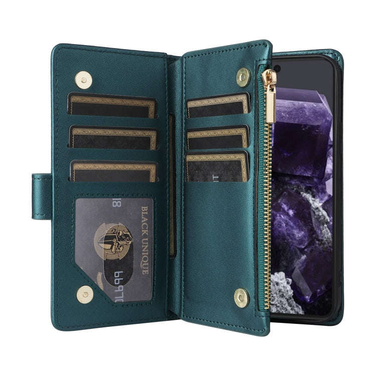 For Google Pixel 8 Crossbody Zipper Wallet Rhombus Leather Phone Case(Green)