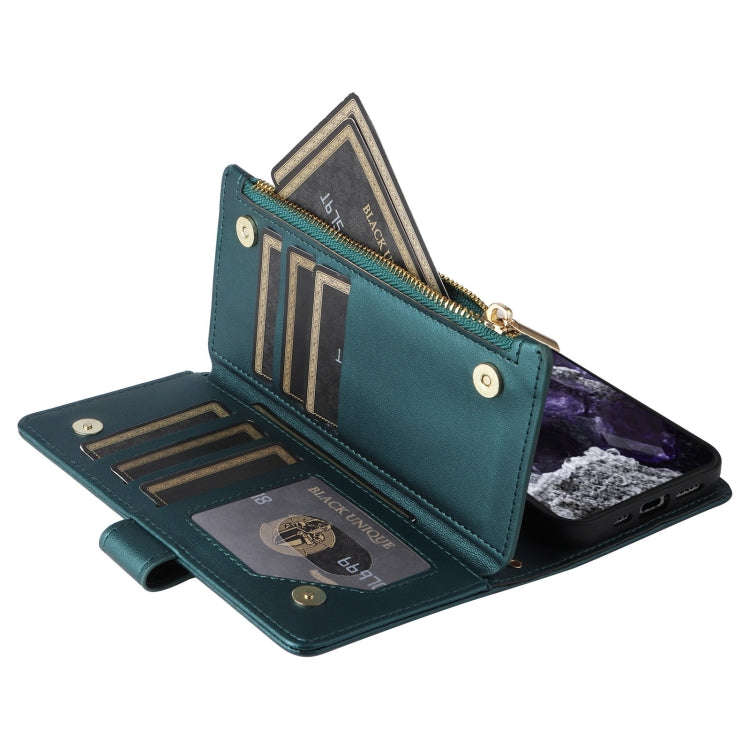 For Google Pixel 8 Crossbody Zipper Wallet Rhombus Leather Phone Case(Green)