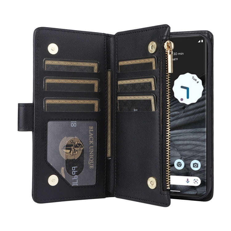 For Google Pixel 7 Crossbody Zipper Wallet Rhombus Leather Phone Case(Black)