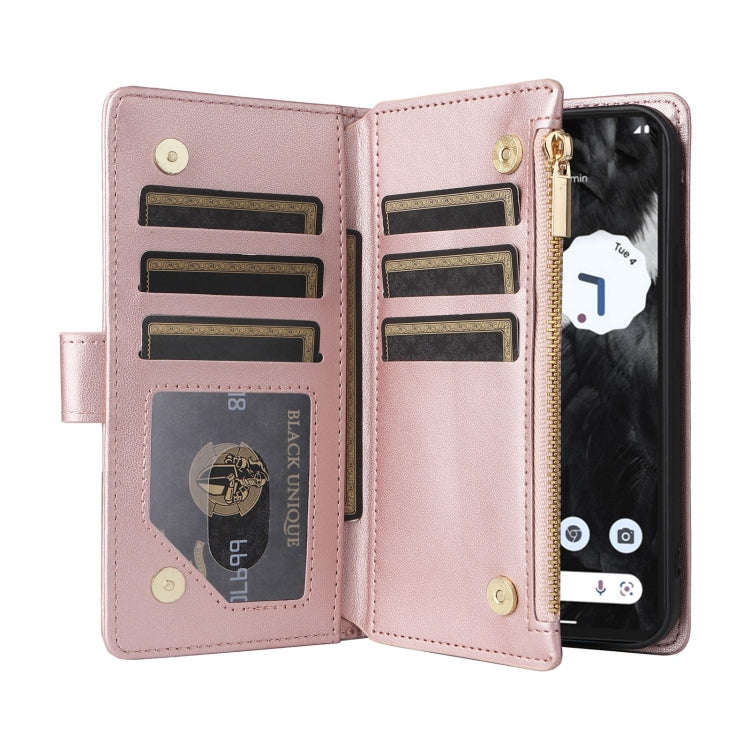 For Google Pixel 7 Pro Crossbody Zipper Wallet Rhombus Leather Phone Case(Rose Gold)