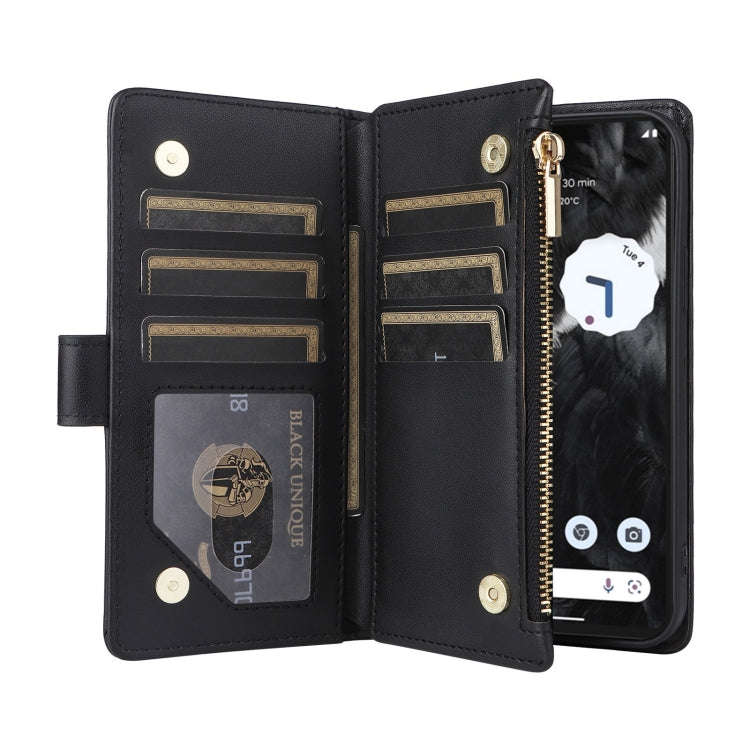 For Google Pixel 7 Pro Crossbody Zipper Wallet Rhombus Leather Phone Case(Black)