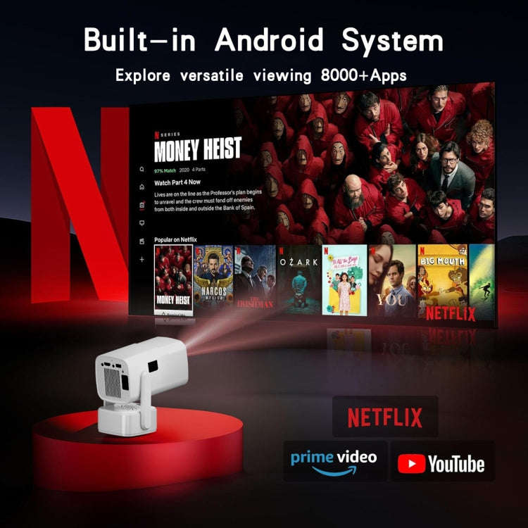 Y7S 720P Android 11 OS Portable Home WiFi Projector with Speaker, CPU:Allwinner H713(EU Plug)