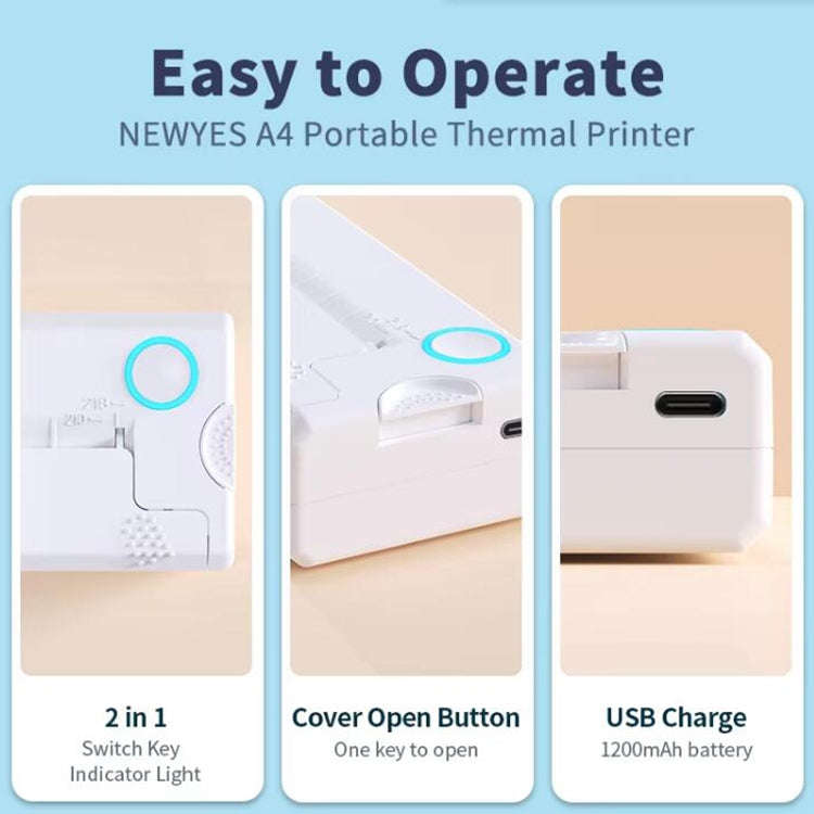 A41 203DPI Portable Tattoo Printer Office Study Bluetooth HD Thermal Printer(White)