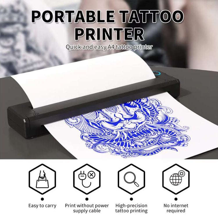 A41 203DPI Portable Tattoo Printer Office Study Bluetooth HD Thermal Printer(White)