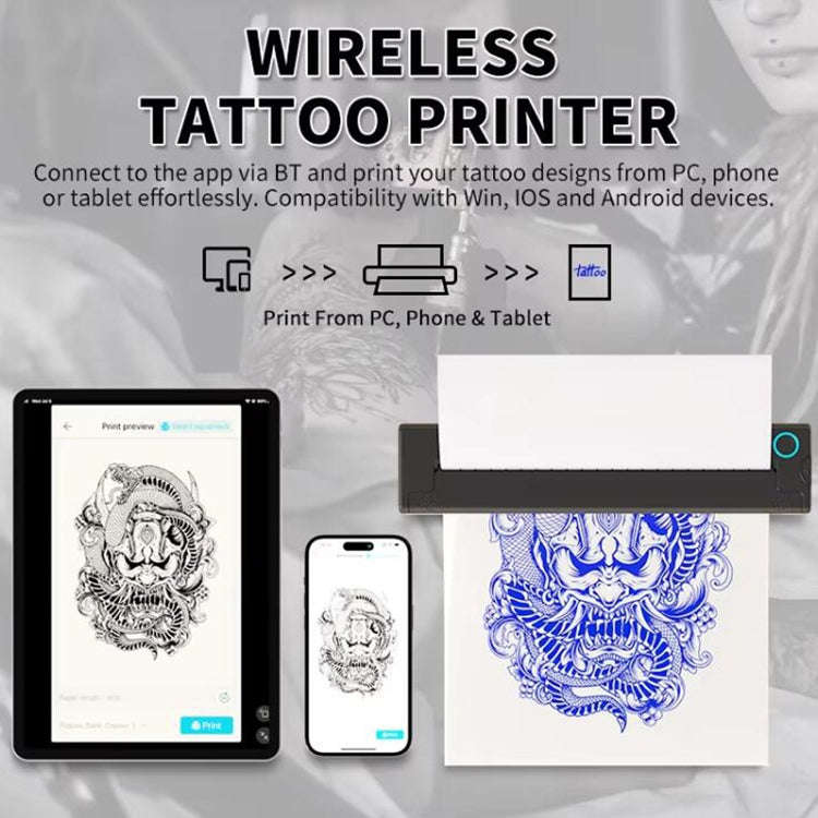 A41 203DPI Portable Tattoo Printer Office Study Bluetooth HD Thermal Printer(White)