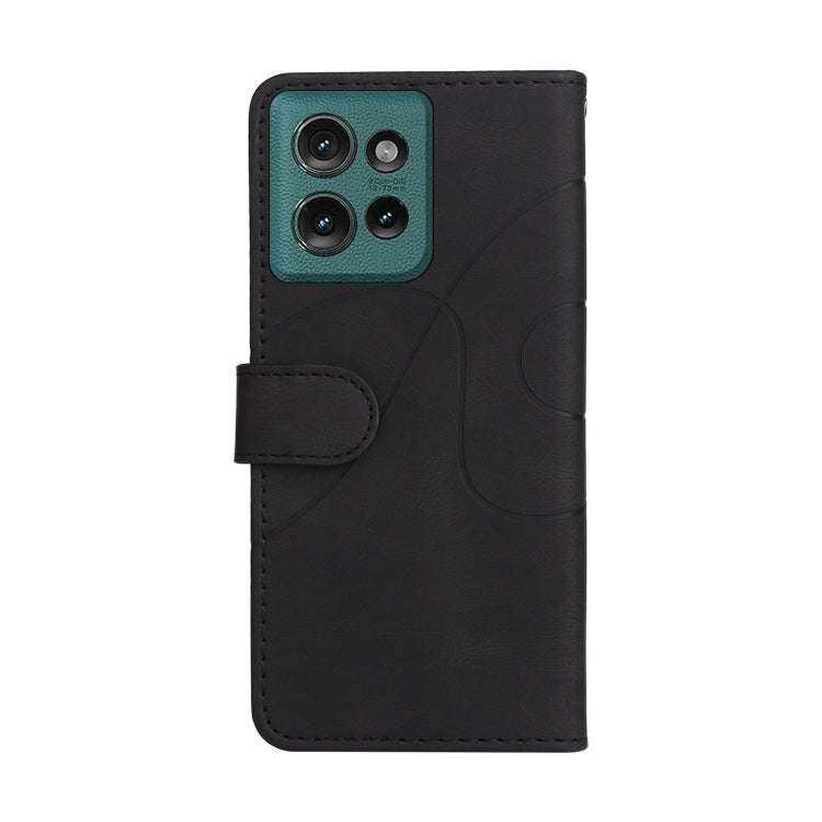 For Motorola Edge 50 5G Dual-color Splicing Flip Leather Phone Case(Black)