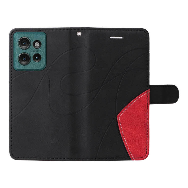 For Motorola Edge 50 5G Dual-color Splicing Flip Leather Phone Case(Black)